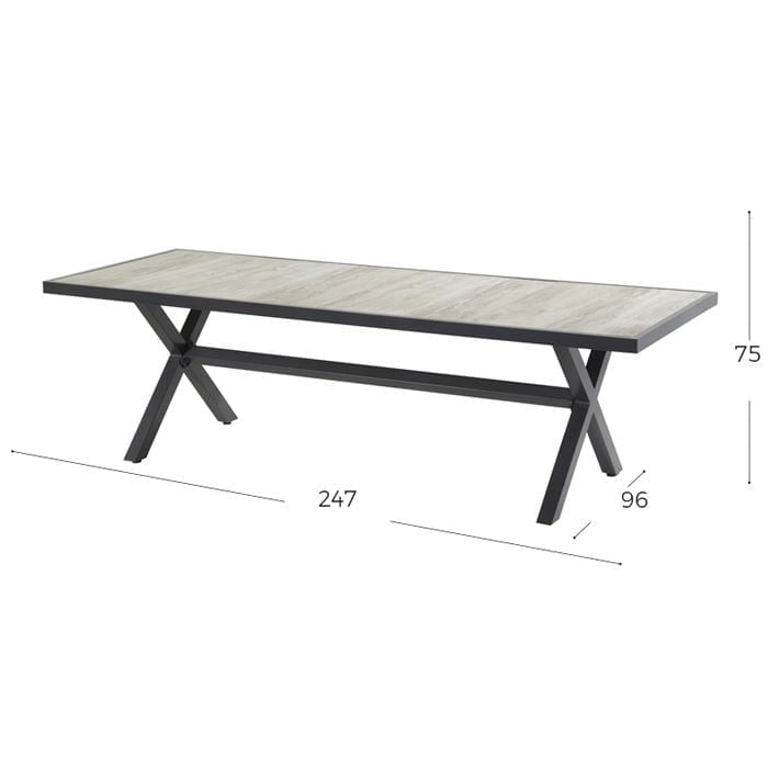 Tafel Canterbury 247x96cm - antraciet