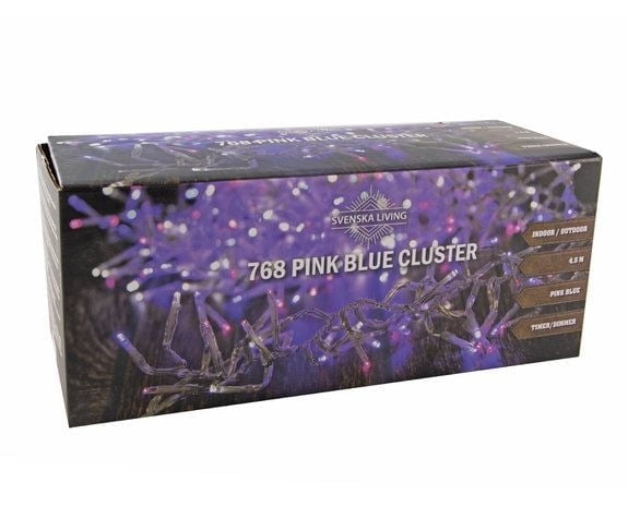 Clusterverlichting 769 LED lampjes Wit Roze Blauw - 4,5 meter