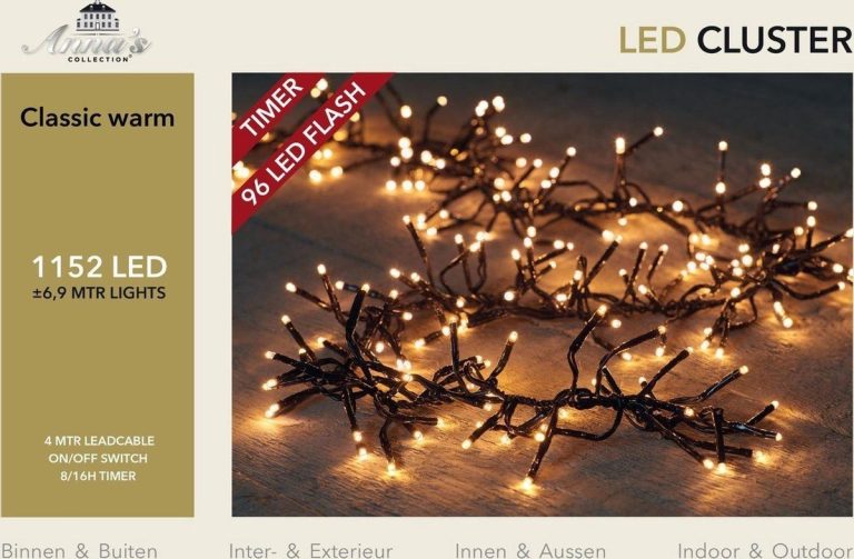 Clusterverlichting 1152 LED lampjes Classic Warm + 96 Flash lampjes - 6,9 meter