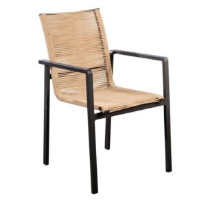 Ishi stapelbare tuinstoel - zwart/naturel