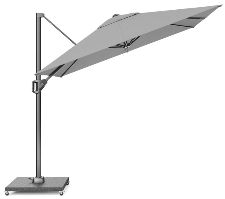 Voyager T1 250x250cm lichtgrijs zweefparasol + 90kg graniet voet