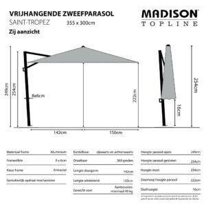 Parasol Saint-Tropez 355x300cm Sage Green