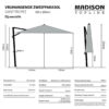 Madison Saint Tropez zweefparasol Brick Red + 90kg voet