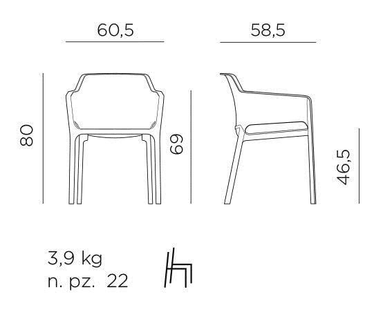 Nardi Net stapel tuinstoel - Tortora
