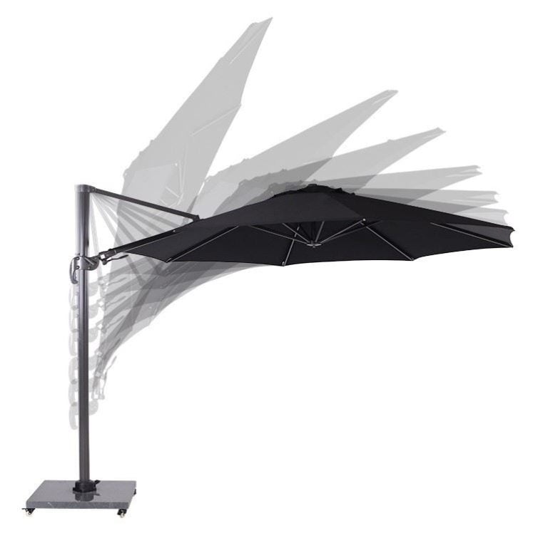 Garden Impressions Hawaii Zweefparasol Ø350cm Zwart + 90kg Voet