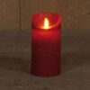 LED Kaars rustiek met bewegende vlam en timer 7,5x15cm - bordeaux