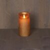 LED Kaars rustiek met bewegende vlam en timer 7,5x15cm - goud