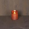 LED Kaars rustiek met bewegende vlam en timer 7,5x10cm - koper