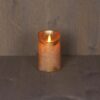 LED Kaars rustiek met bewegende vlam en timer 7,5x12,5cm - goud