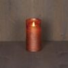 LED Kaars rustiek met bewegende vlam en timer 7,5x15cm - koper