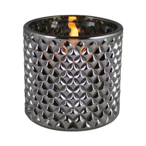 LED kaars in glas 8cm - smokey/zilver