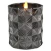 LED Kaars in glas 9cm - smokey/zilver