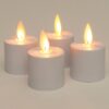 Set van 4 oplaadbare theelichten bewegende vlam incl. oplaadstation