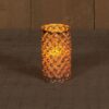 LED kaars in oud zilver glas 7,5x12,5cm