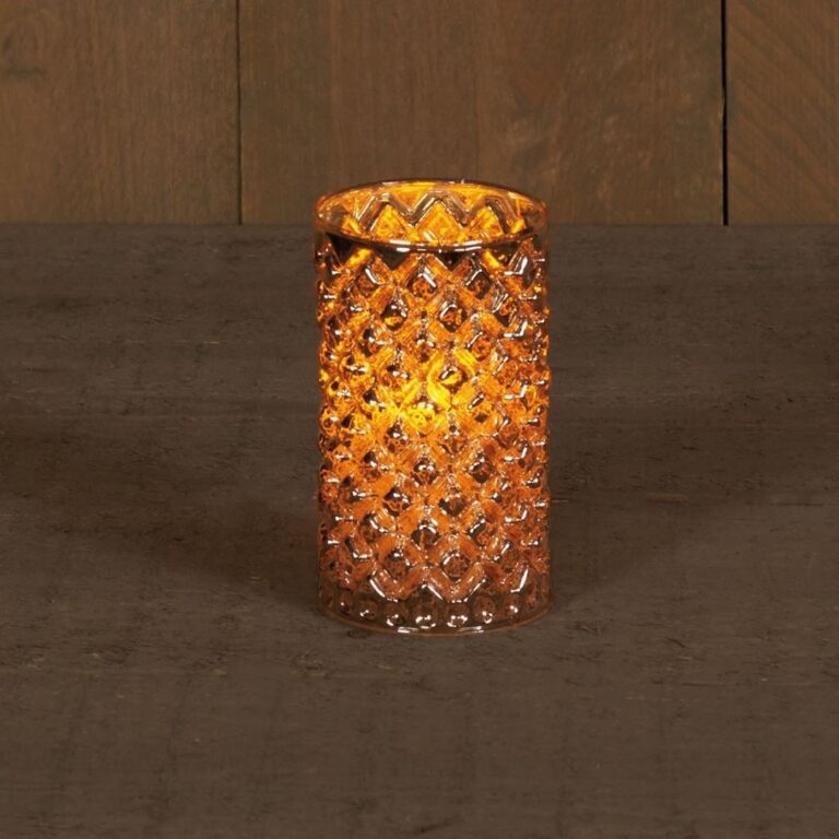 LED kaars in oud zilver glas 7,5x12,5cm