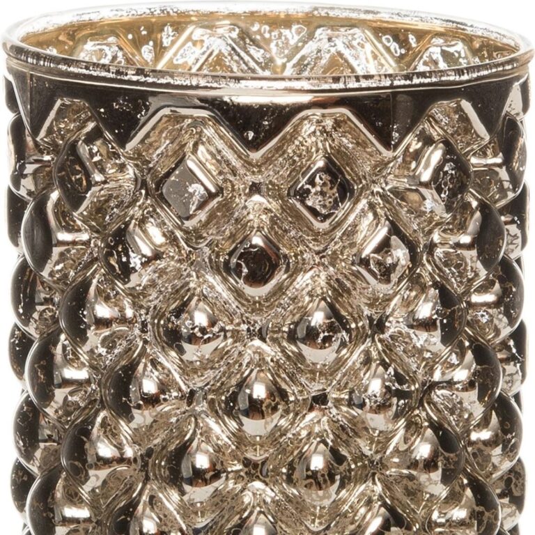LED kaars in oud zilver glas 7,5x12,5cm
