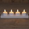 Set van 4 oplaadbare theelichten 3D vlam incl. oplaadstation