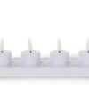 Set van 4 oplaadbare theelichten 3D vlam incl. oplaadstation