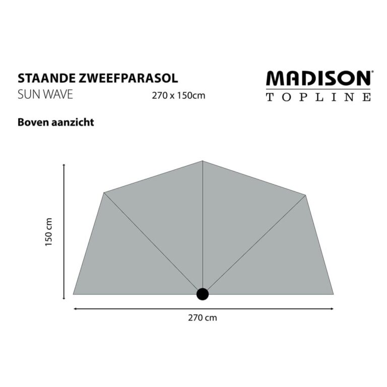 madison Parasol Sun Wave 270x150cm Ecru