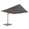 4 Seasons Outdoor Hacienda 400x300cm Charcoal houtlook frame zweefparasol + 125kg voet