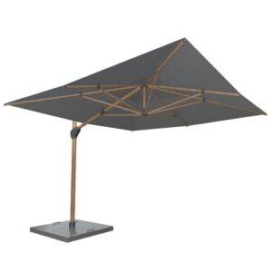 4 Seasons Outdoor Hacienda 400x300cm Charcoal houtlook frame zweefparasol + 125kg voet