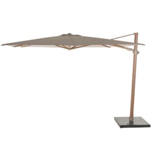 4 Seasons Outdoor Siesta Premium 300x300cm Zand houtlook frame zweefparasol + 90kg voet