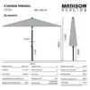 Parasol Denia push-up vierkant 200x200cm - grijs