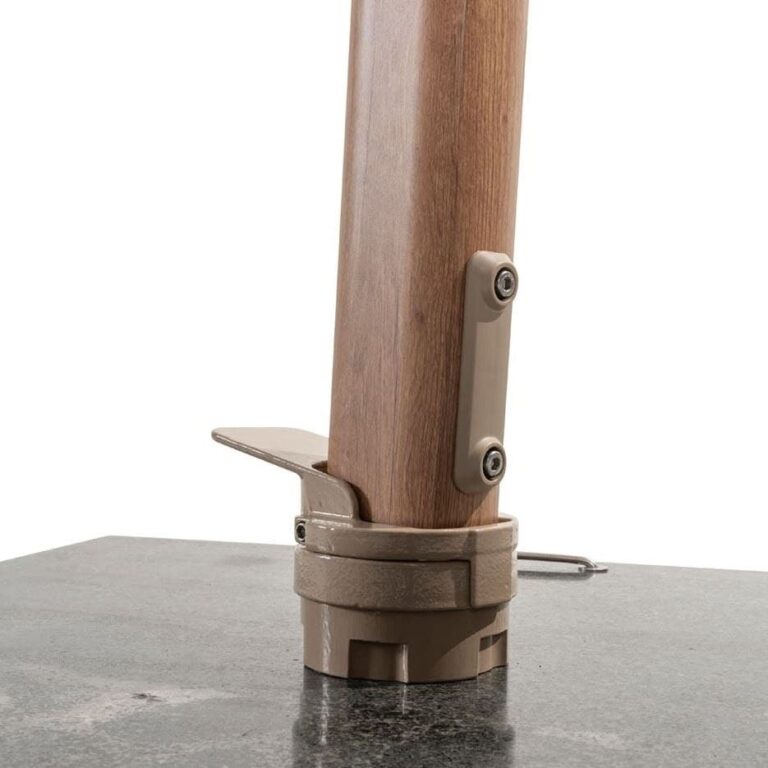 4 Seasons Outdoor Hacienda 400x300cm Zand houtlook frame zweefparasol + 125kg voet