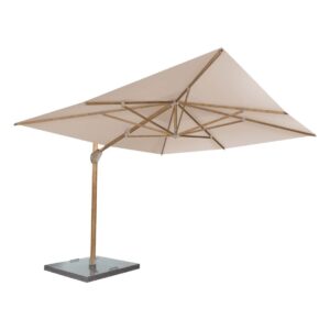 4 Seasons Outdoor Hacienda 400x300cm Zand houtlook frame zweefparasol + 125kg voet