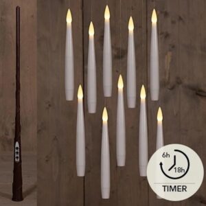 10 zwevende LED kaarsen + toverstok