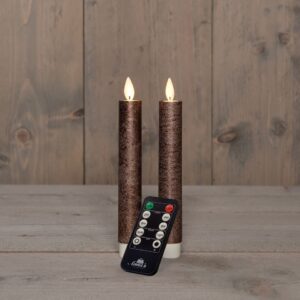 2x LED dinerkaars Brons 18cm + afstandsbediening