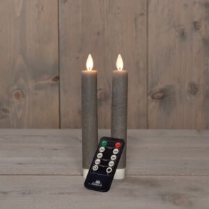 2x LED dinerkaars Taupe 18cm + afstandsbediening