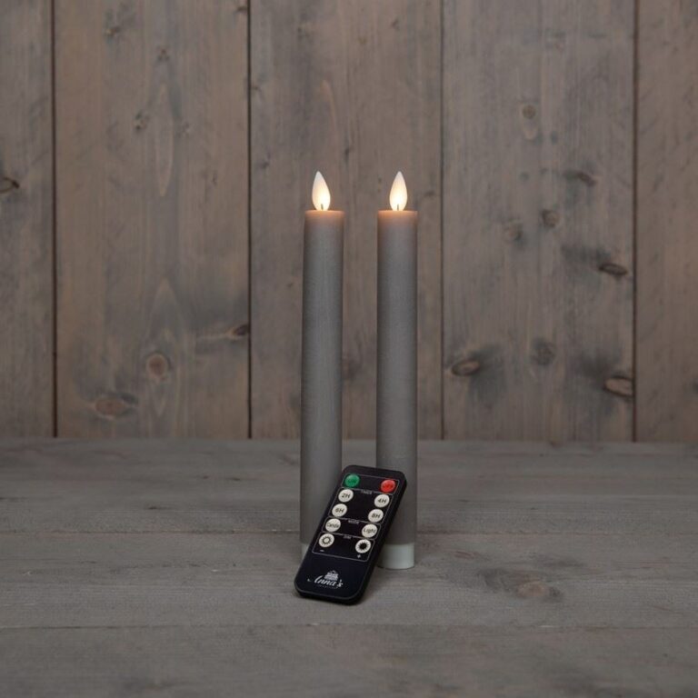 2x LED dinerkaars taupe 23cm + afstandsbediening