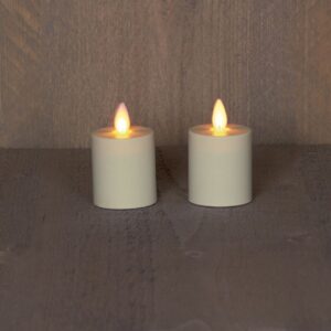 2x LED kaarsen Ivoor bewegende vlam 8cm