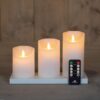 3x LED kaarsen Wit met oplaadstation + bewegende vlam