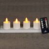 Set van 4 oplaadbare theelichten bewegende vlam incl. oplaadstation