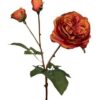 Kunstbloem Rose spray +2 knop 55cm Oranje