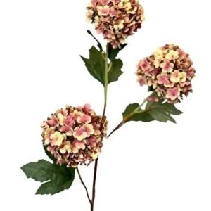 Kunstbloem Snowball spray x3 90cm Roze