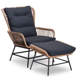 Dex loungestoel + voetenbank Bamboo