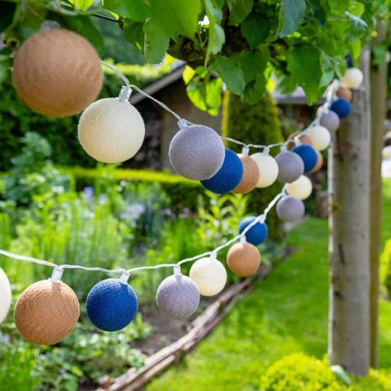 Cotton Ball Lights Outdoor lichtslinger Glamping Blue - verlengset