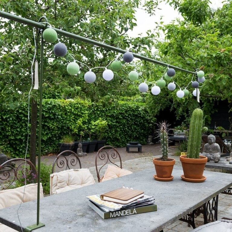 Cotton Ball Lights Outdoor lichtslinger Glamping Green - verlengset