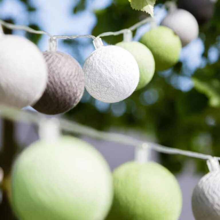 Cotton Ball Lights Outdoor lichtslinger Glamping Green - verlengset