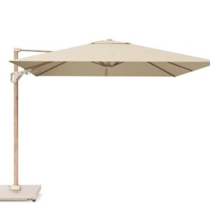 Platinum Sun & Shade Challenger T2 Premium 300x300cm Champagne / Teak look zweefparasol + 90kg graniet voet