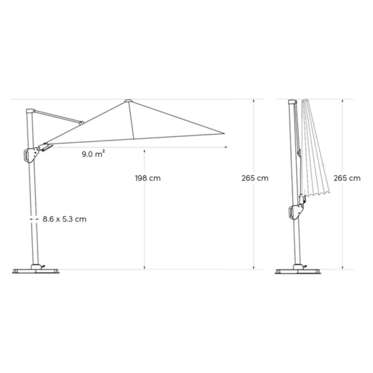 Platinum Sun & Shade Challenger T2 Premium 300x300cm Lush Green zweefparasol + 90kg graniet voet
