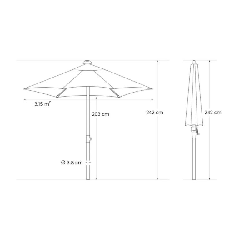 Platinum Sun & Shade parasol Lisboa 210x150 Antraciet