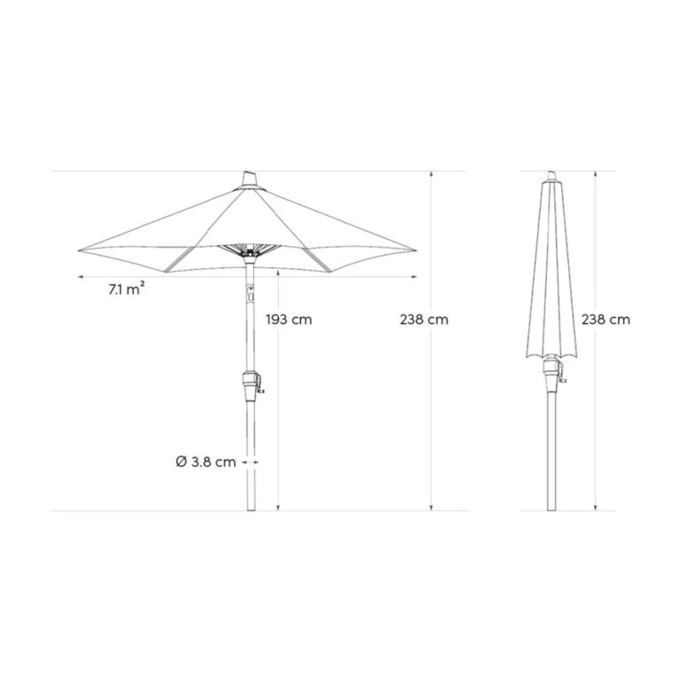 Platinum Sun & Shade parasol Riva 300cm rond - licht grijs