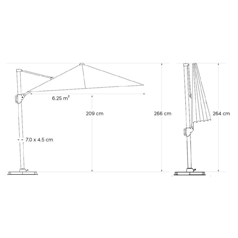 Platinum Sun & Shade zweefparasol Voyager T¹ 250x250 licht grijs + 90kg graniet voet