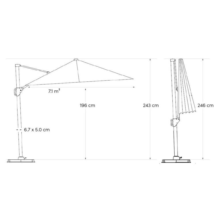 Platinum Sun & Shade zweefparasol Voyager T¹ 300cm lichtgrijs + 90kg graniet voet
