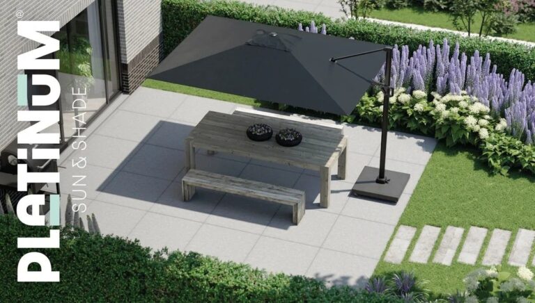 Platinum Sun & Shade Challenger T2 Premium 260x350cm Faded Black zweefparasol + 90kg graniet voet
