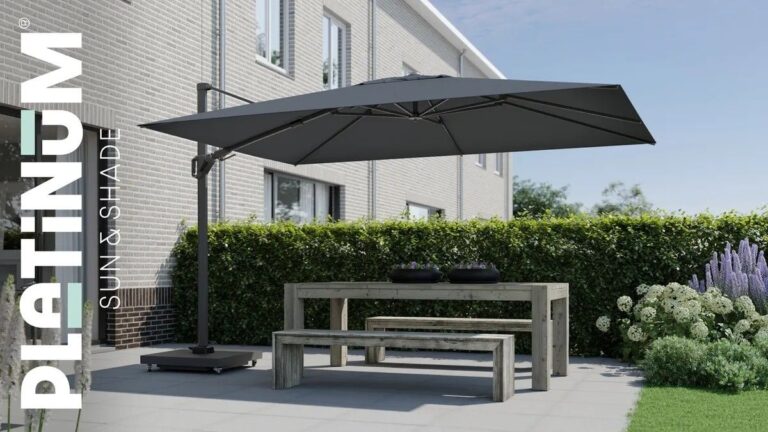 Platinum Sun & Shade Challenger T2 Premium 260x350cm Faded Black zweefparasol + 90kg graniet voet